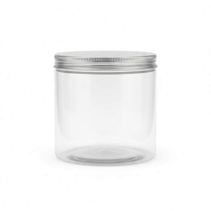 Plastic Jar With Aluminium Lid 10x10cm 600m