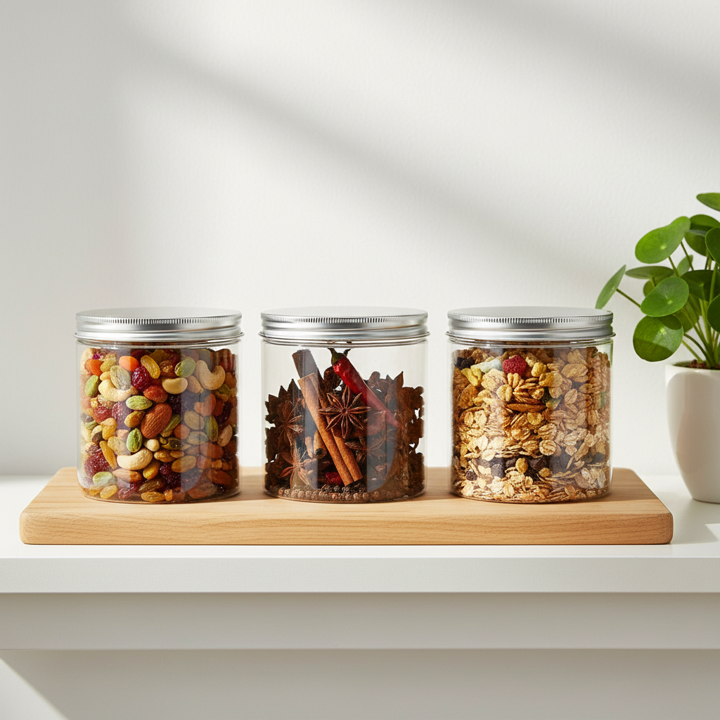 Plastic Jar With Aluminium Lid 10x10cm 600m