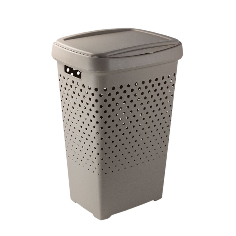 Plastic Laundry Basket 70L Beige