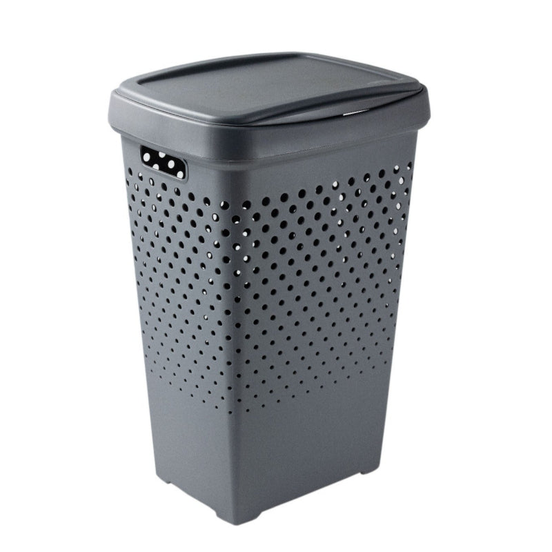 Plastic Laundry Basket 70L Grey