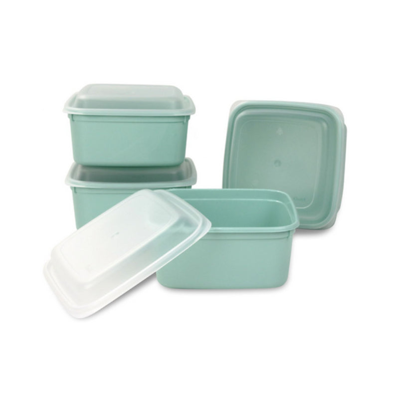 Plastic Lunch Box Green 2Ltr (Set of 4)