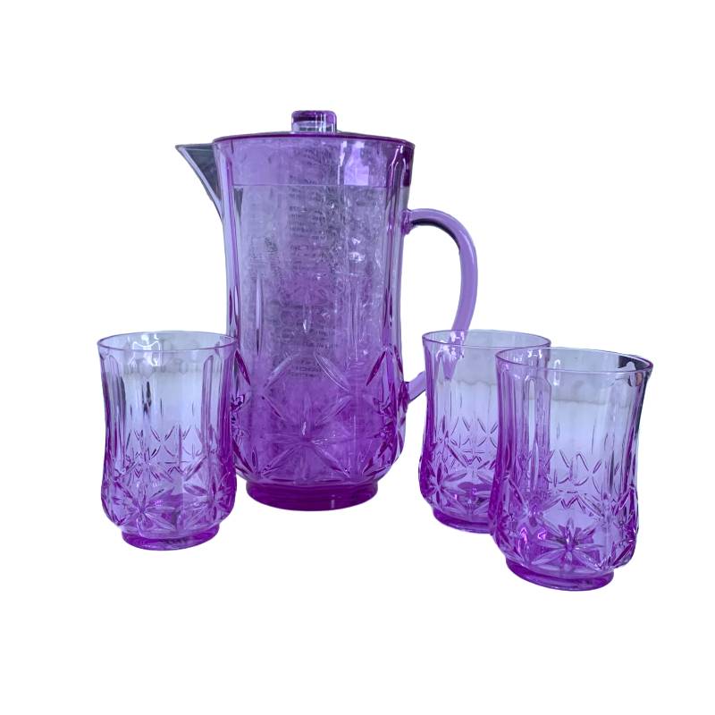 Plastic Mug and Pitcher Drinkware Set of 4pcs
