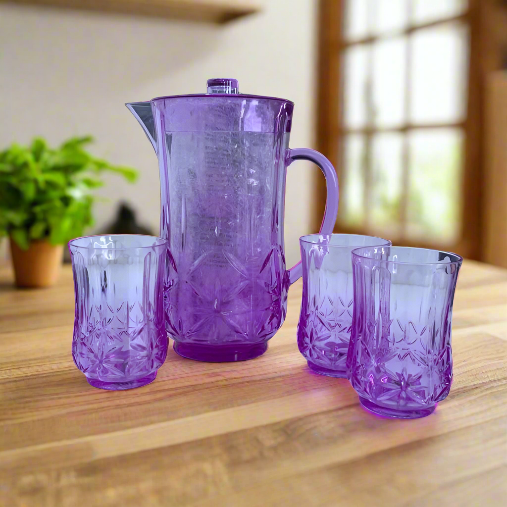 Plastic Mug and Pitcher Drinkware Set of 4pcs