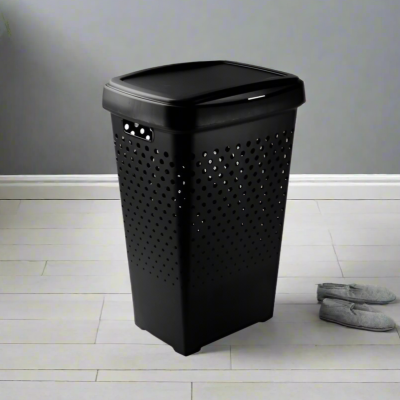 Plastic Zoom Laundry Hamper 70L Black
