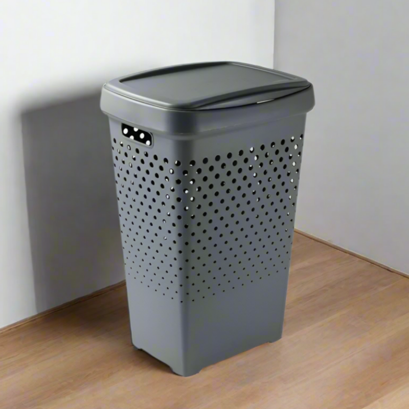 Plastic Zoom Laundry Hamper 70L Grey