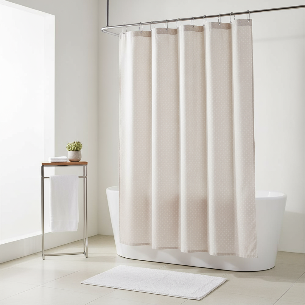 Polyester Bathroom Curtain White Dots 180x180cm