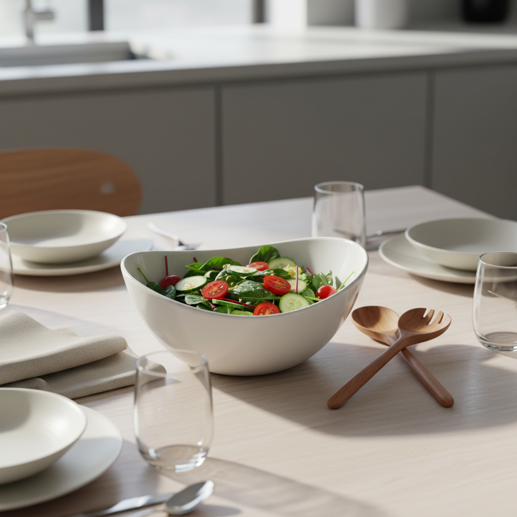 Porcelain Oval Salad Bowl 21cm White