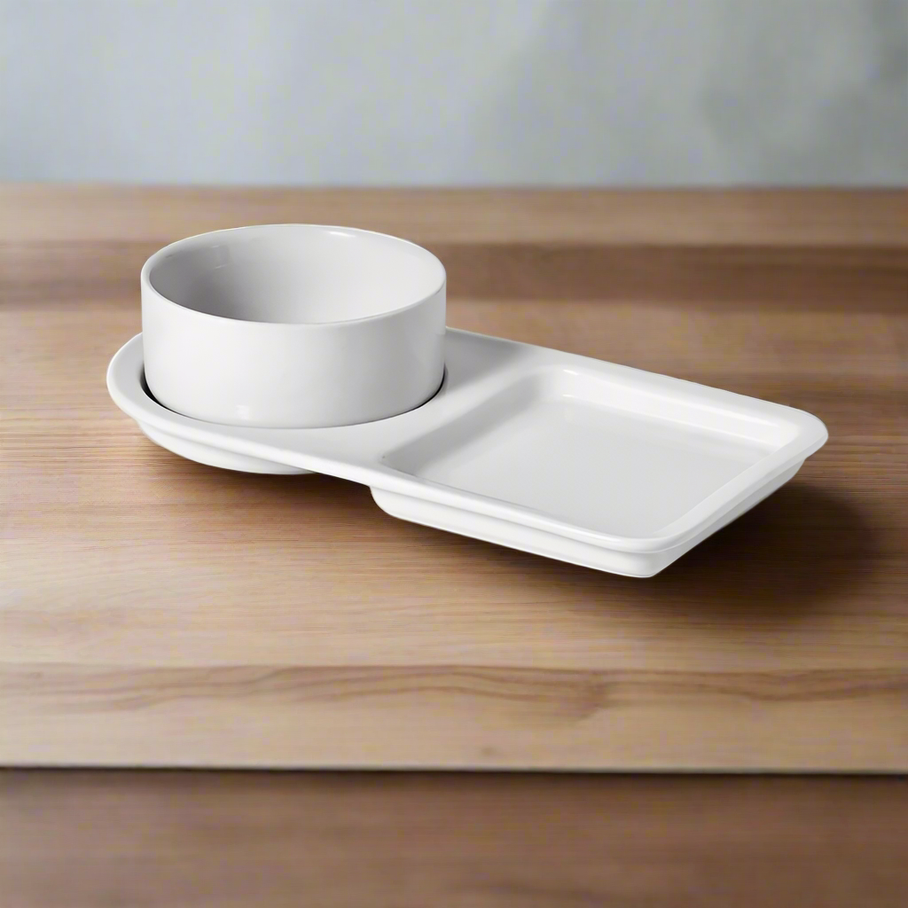 Porcelain Plate With Bowl White