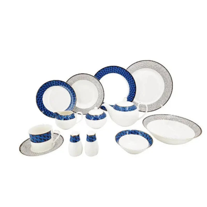 Dinner Set Grey Blue (47pcs Set) by JB Saeed Studio Buy Dinner Sets
