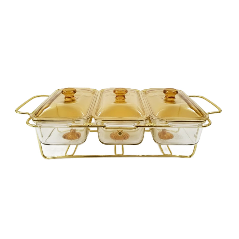 Rectangle 3in1 Burner Dish 1.3L Gold