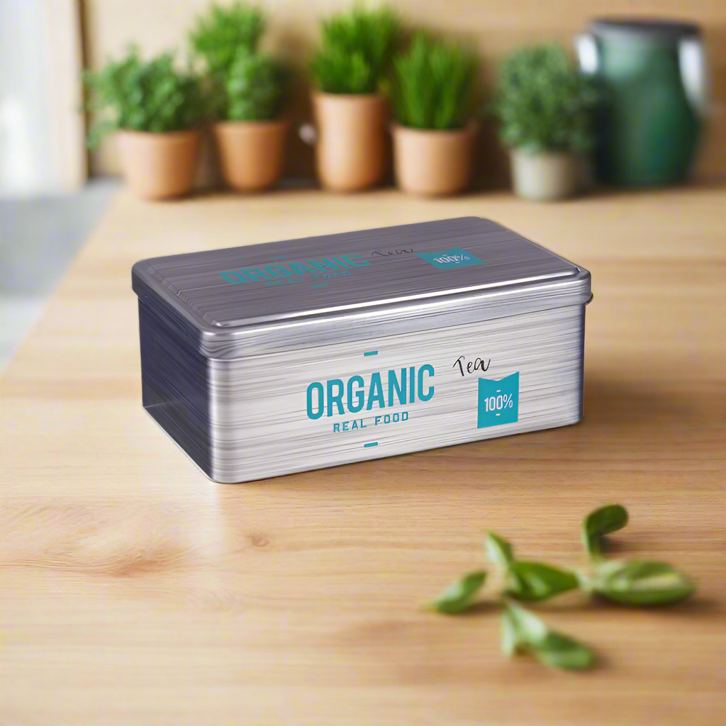 Rectangular Tin Tea Organic Can