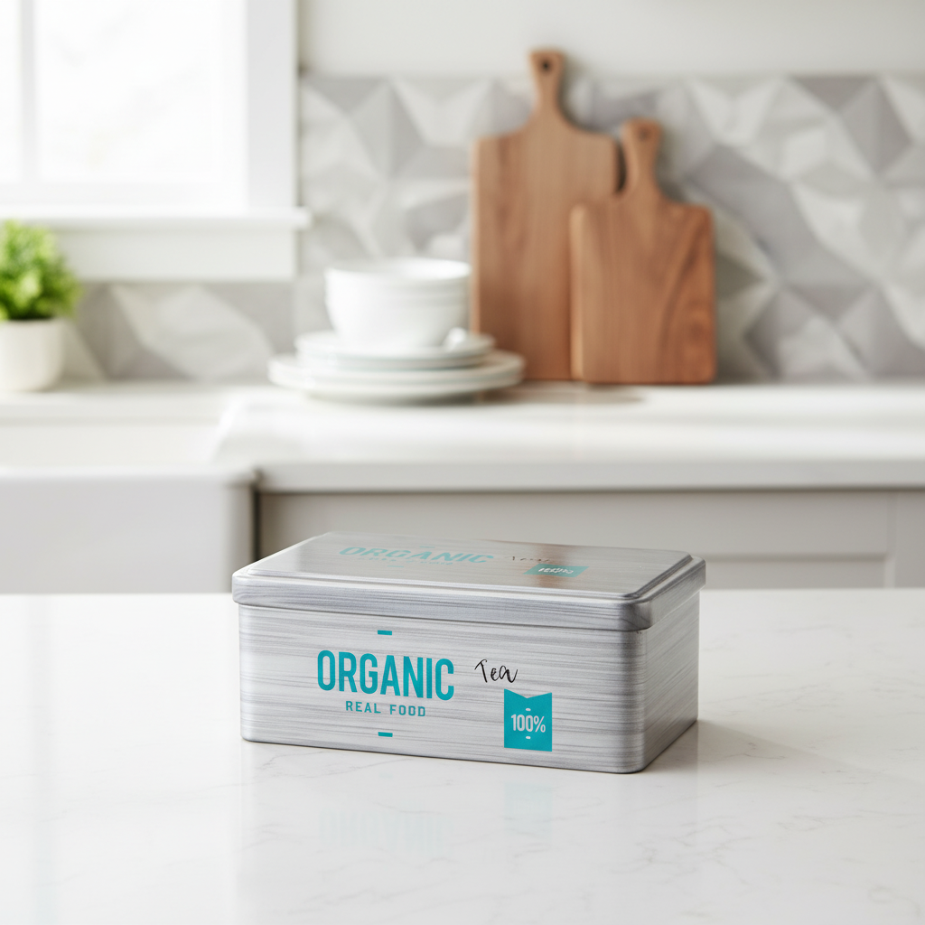 Rectangular Tin Storage Box Tea