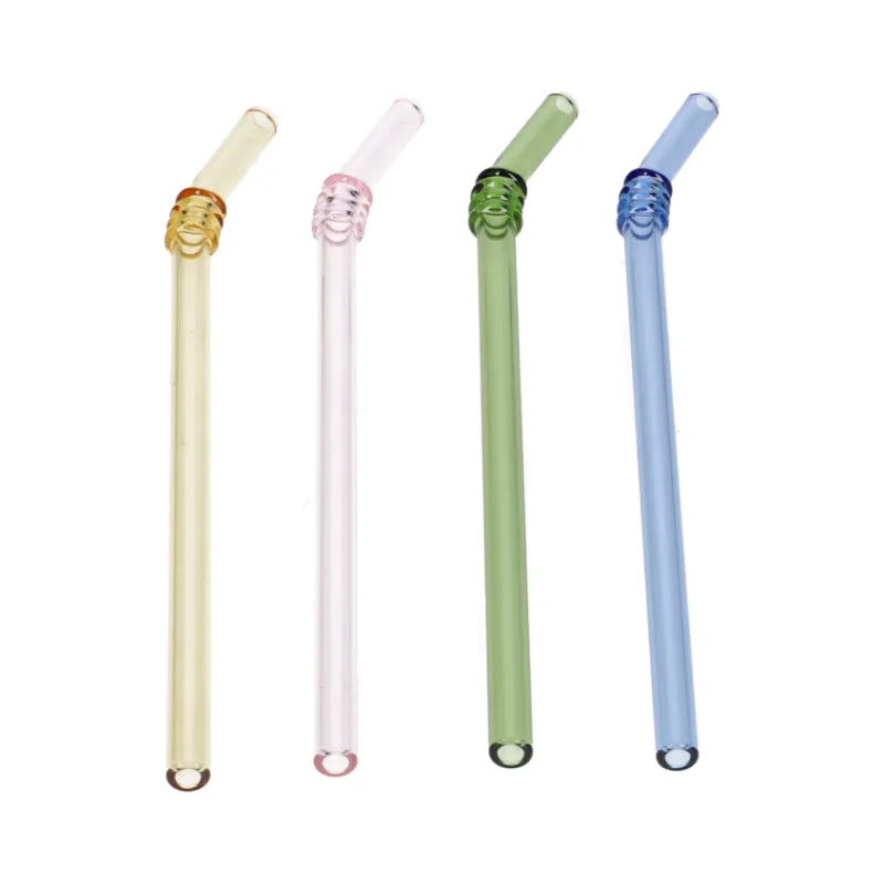 Reusable Glass Straws & Cleaning Brush Set of 5Pcs