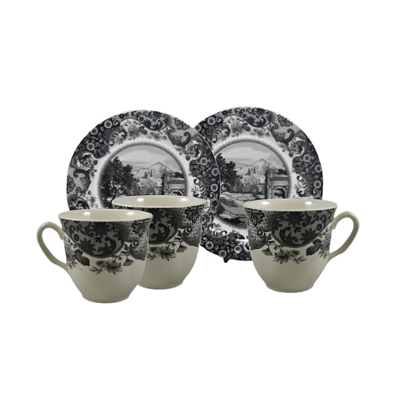 Rome Grey Cup Saucer Set 12pcs