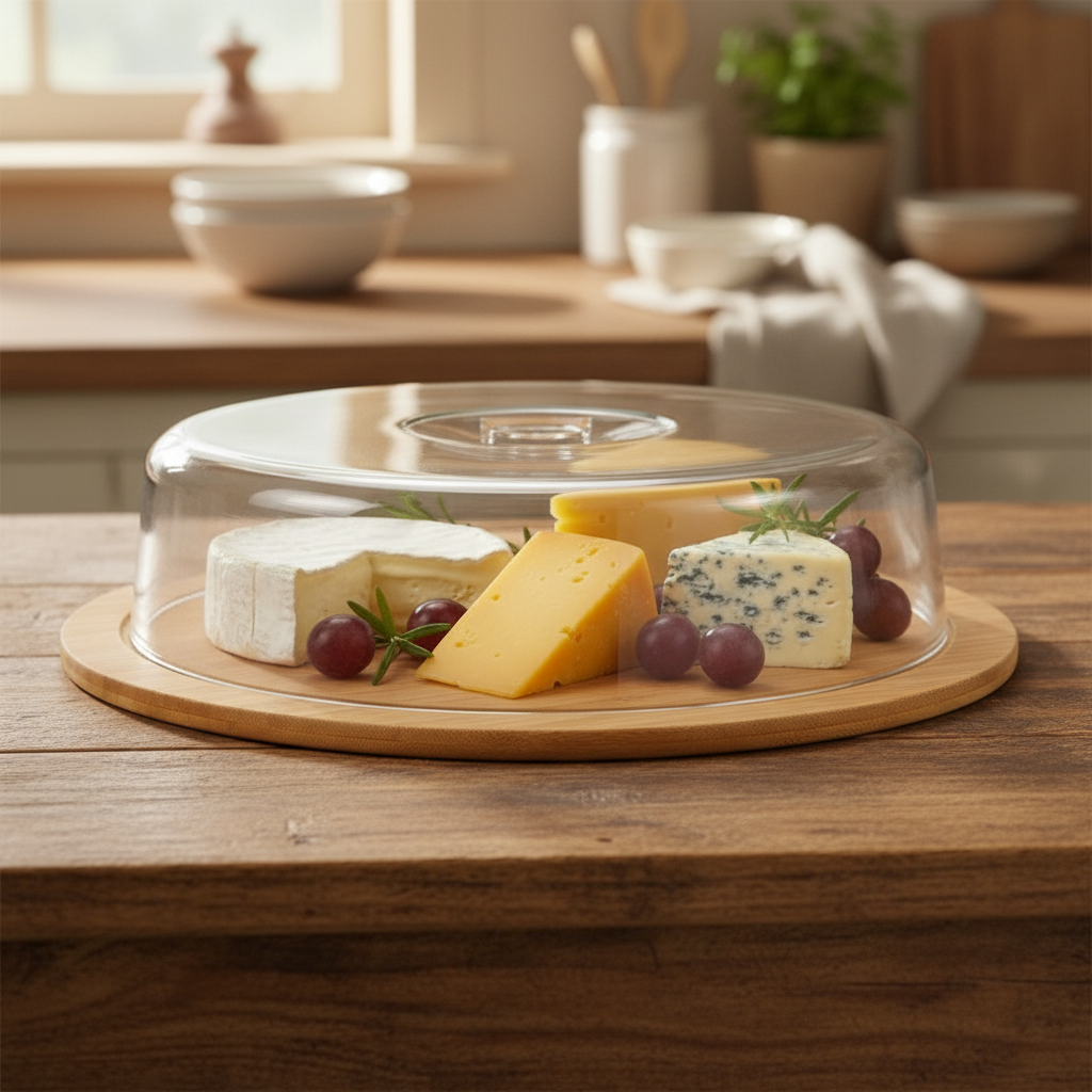 Round Bamboo Cheese Board With Dome