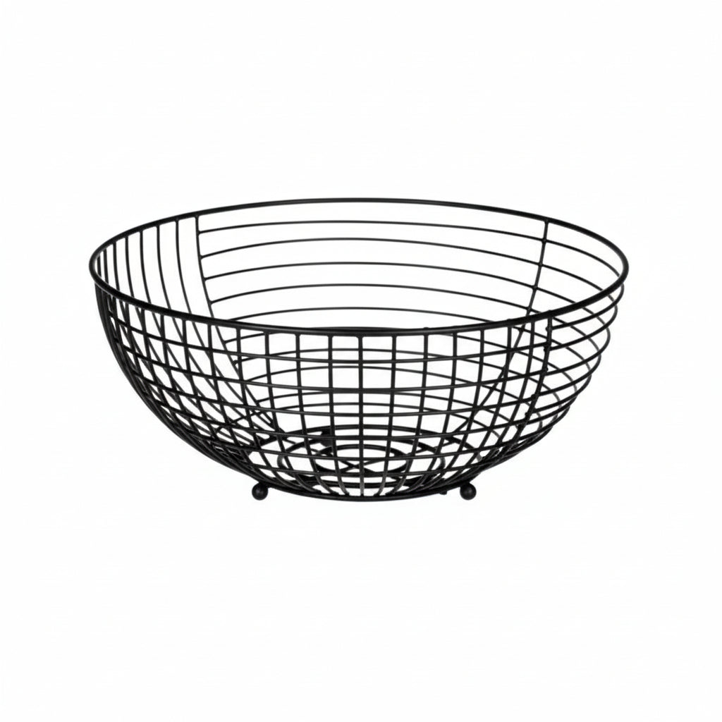 Round Fruit Basket in Black Metal