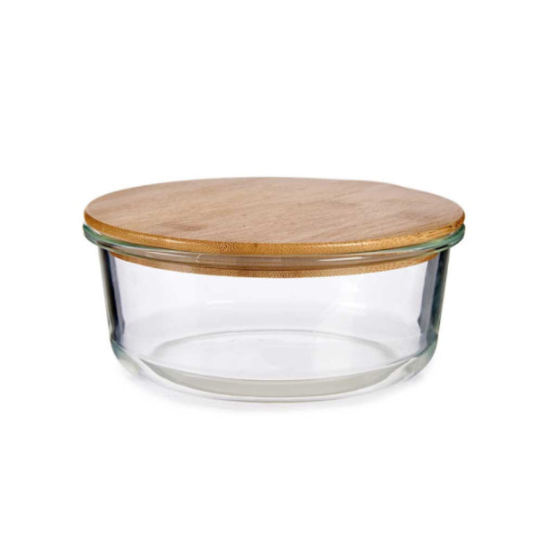 Round Glass Lunch Box With Bamboo Cap 620ml