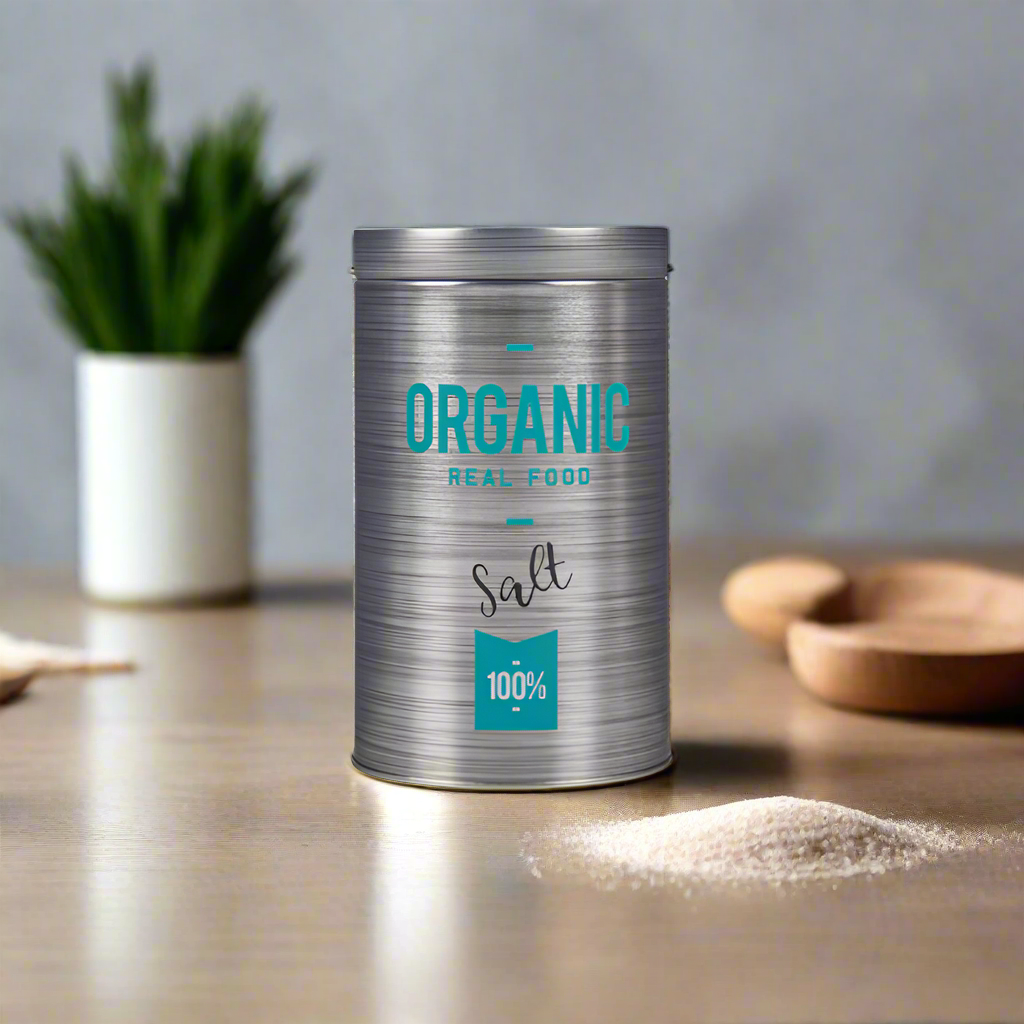 Round Tin Salt Organic Can