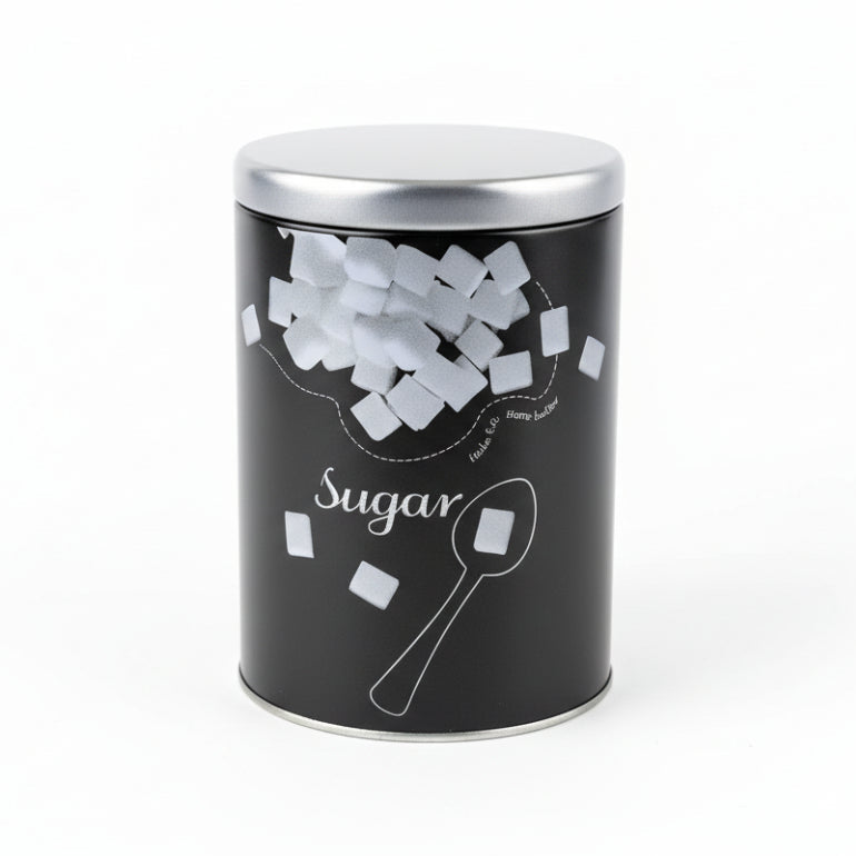Round Tin Storage Sugar Jar Black