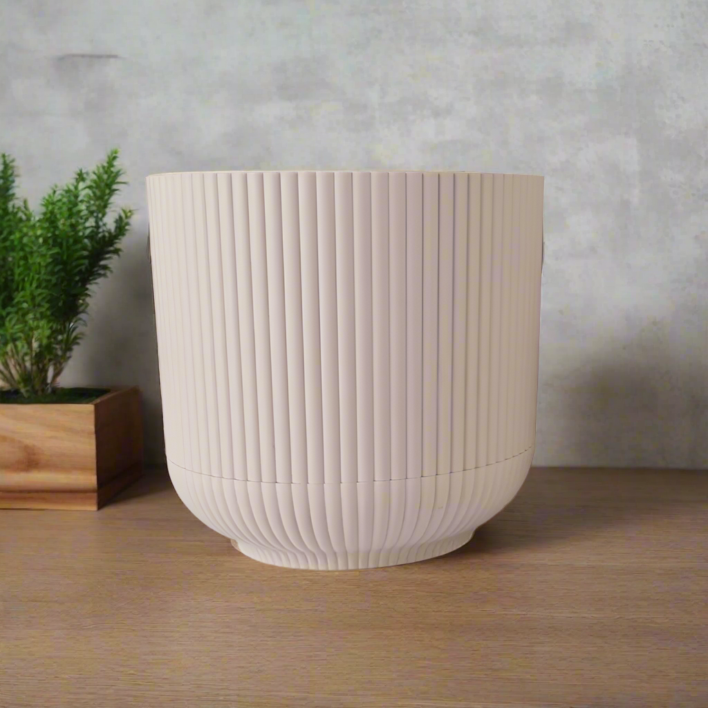Round striped flower Pot Beige 4.8L
