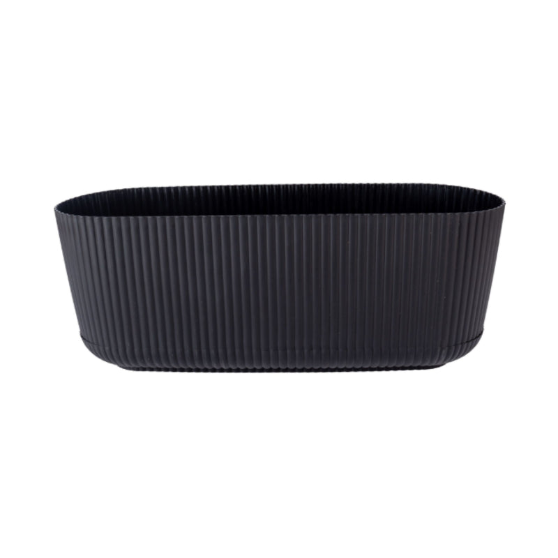 Round striped flower Pot Black 4.5L