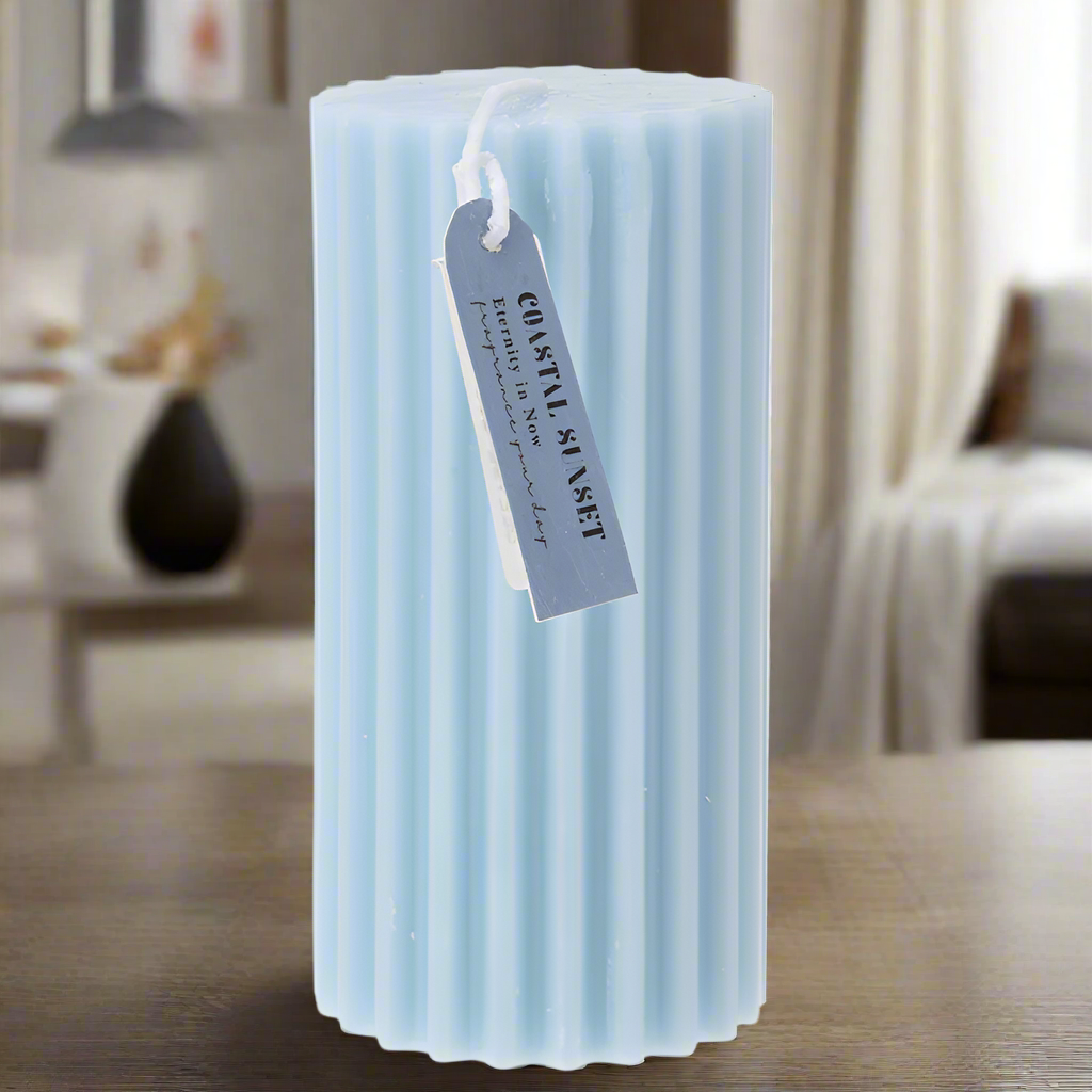 Scented Candle Pillar Ribbed