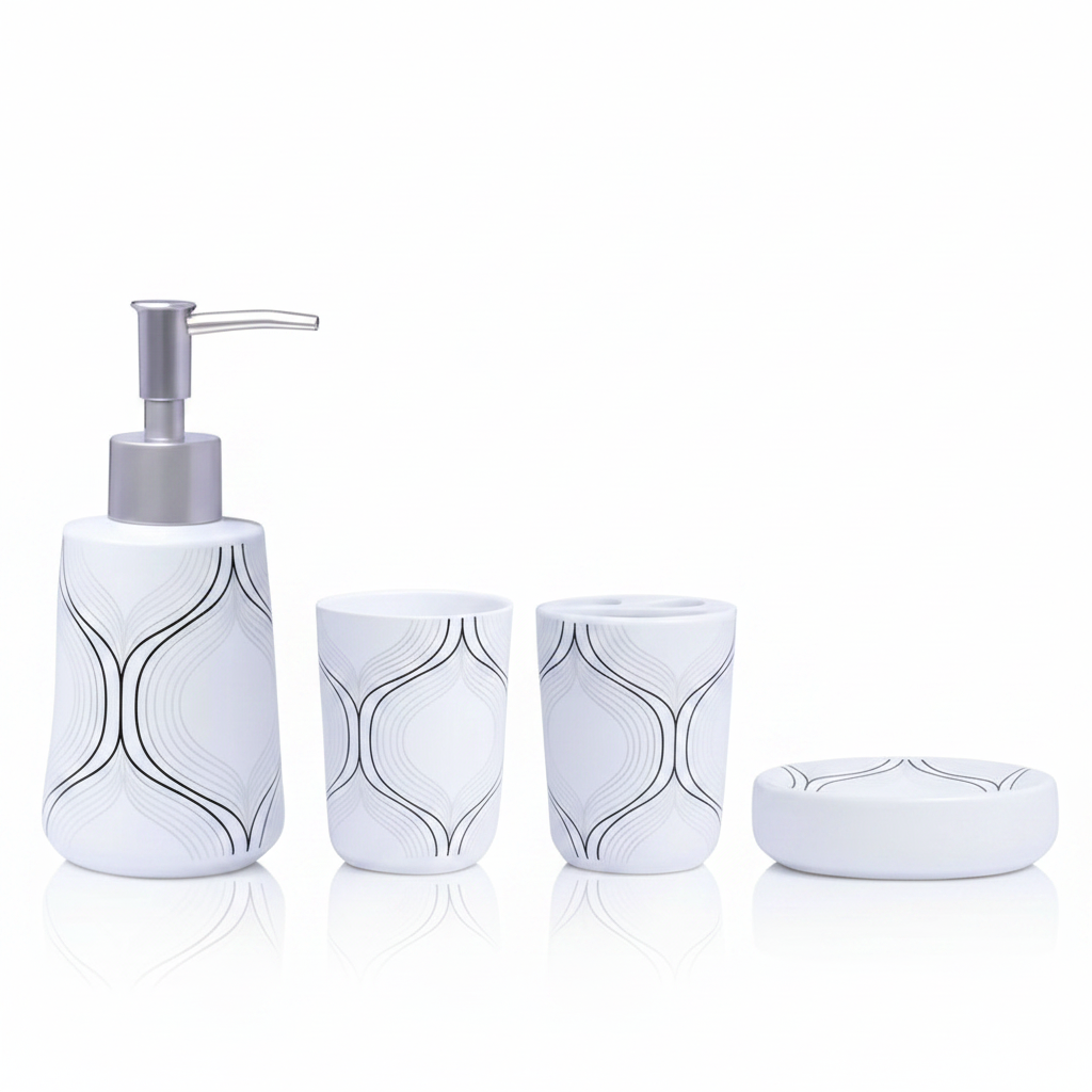 Bathroom Set White (Set of 4Pcs)
