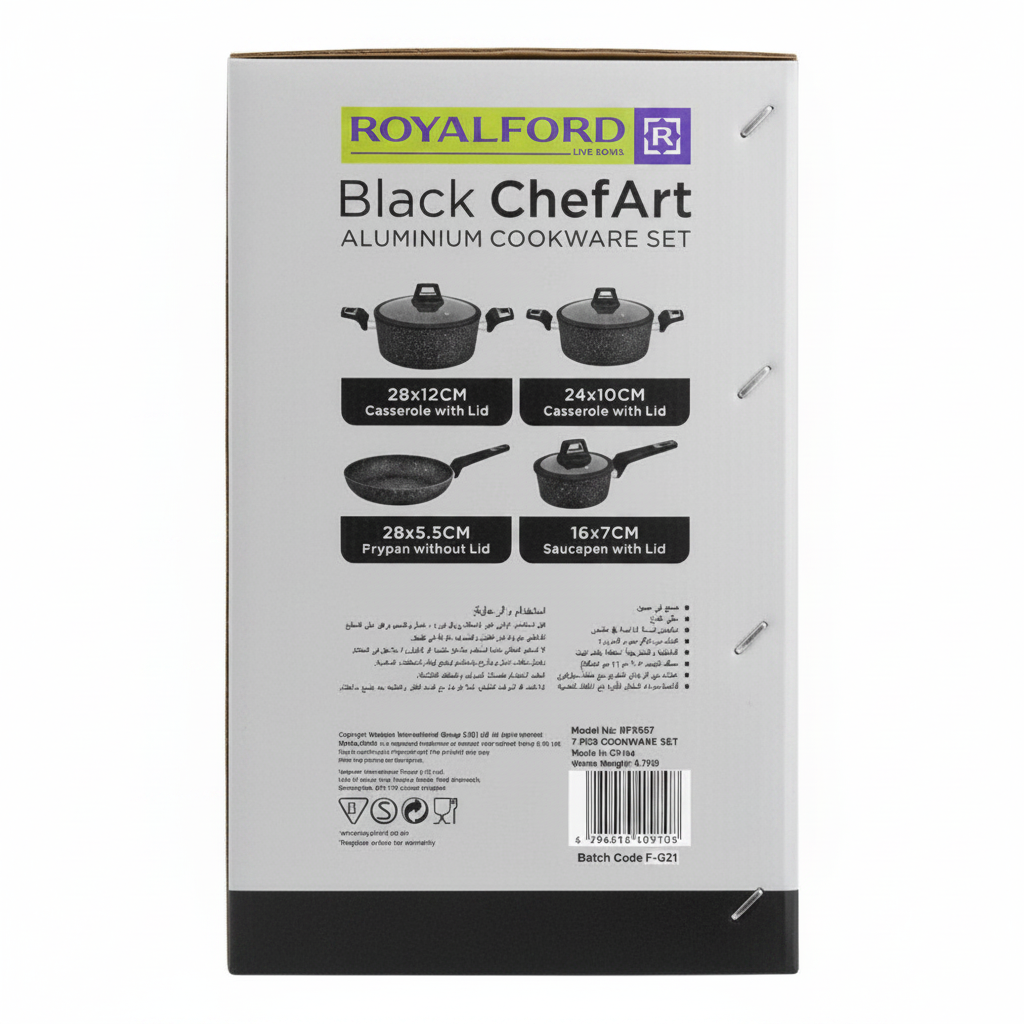 Royalford Chef Art Aluminum Cookware Set 7 Pcs