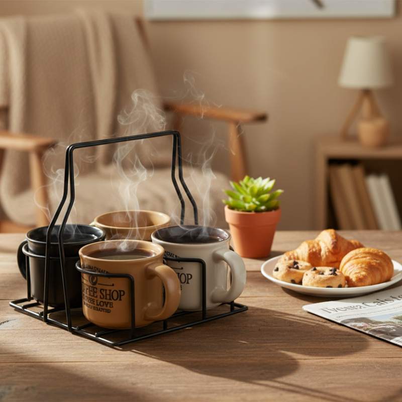 Serving Coffee Cup 100ml With Stand Holder Back (Set of 4pcs)