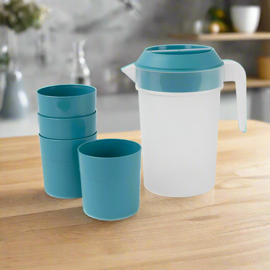 Serving Jug 1L With 4 Water Glass Plastic