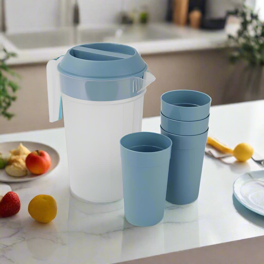 Serving Jug 2L With 4 Water Glass Plastic