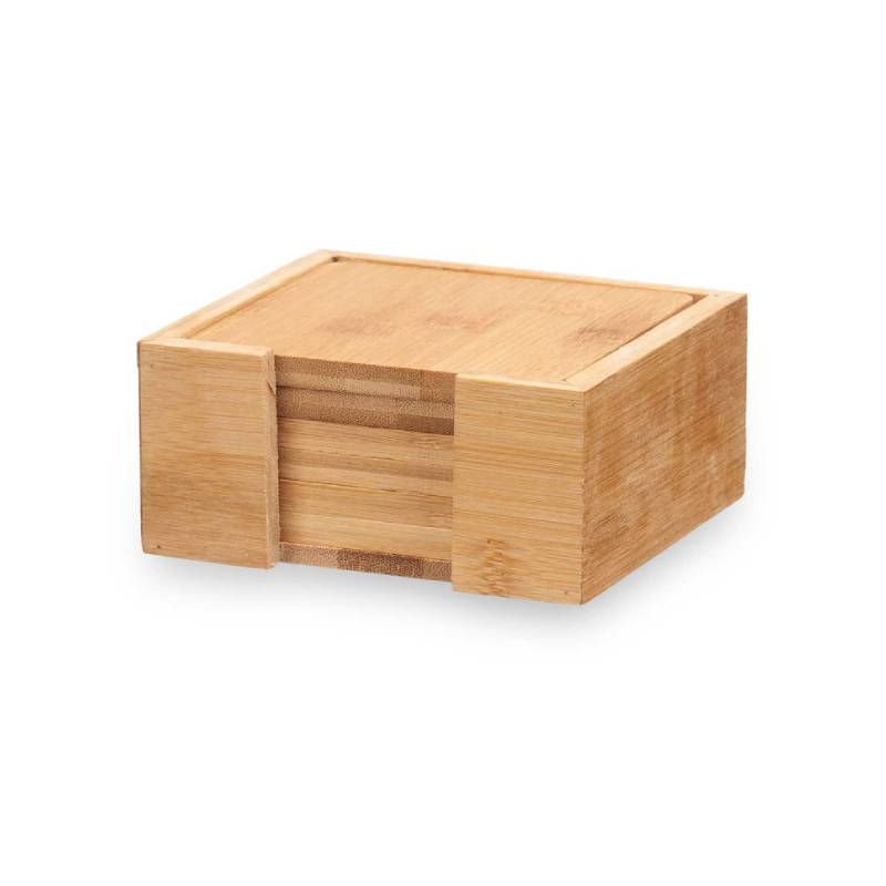 Square Bamboo Coasters With Support (Set of 6)
