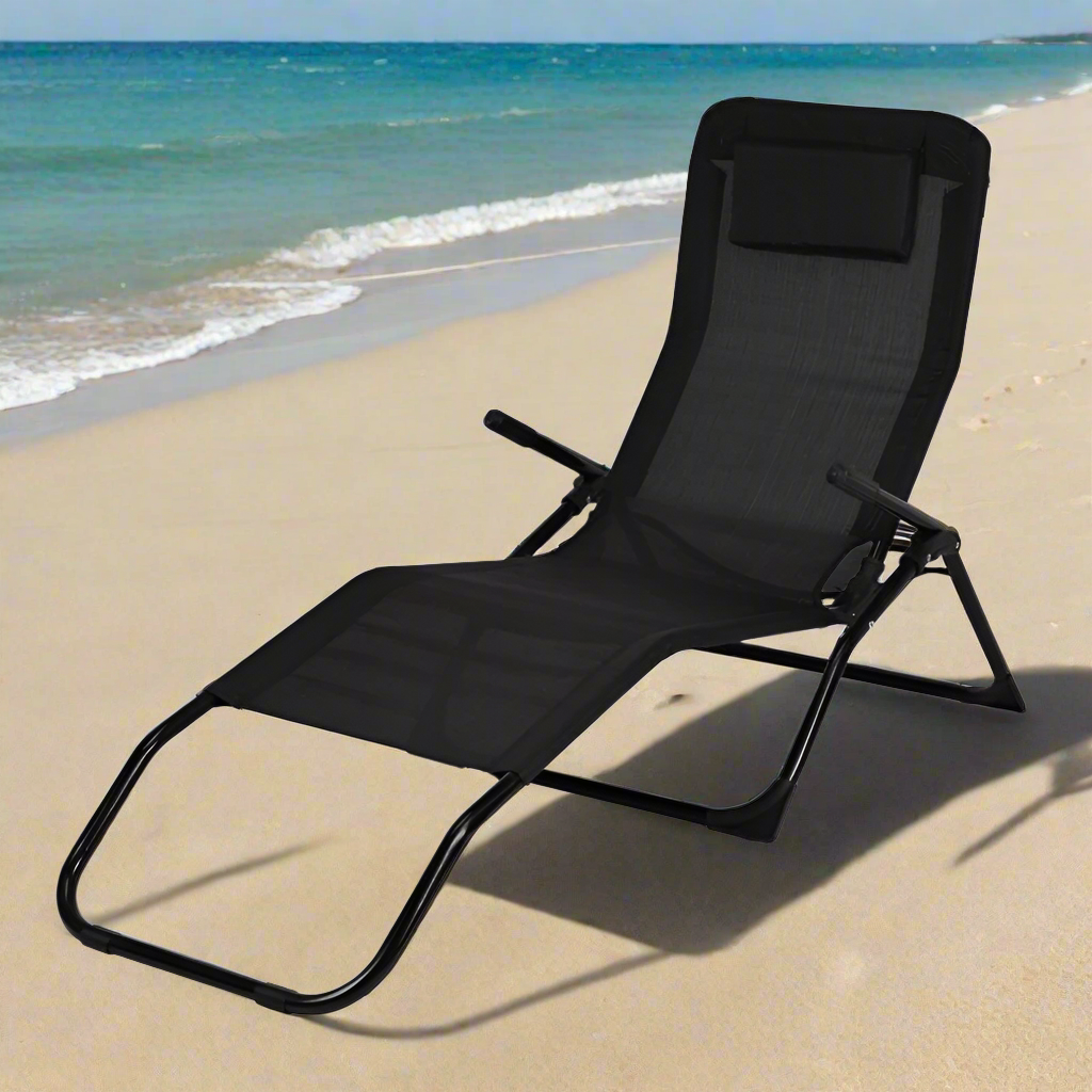 Siesta Lounger With Cushion Black