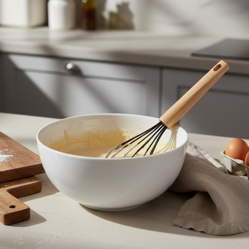 Silicone Handle Beech Wood Whisk 30cm