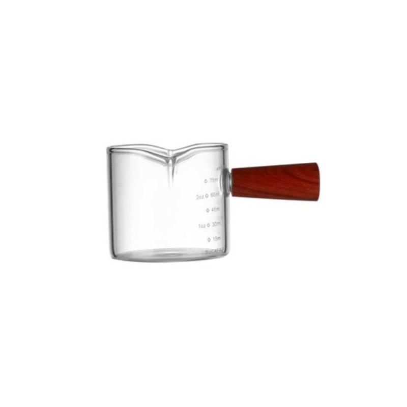 Small Glass Milk Cup With Wooden Handle 65ml
