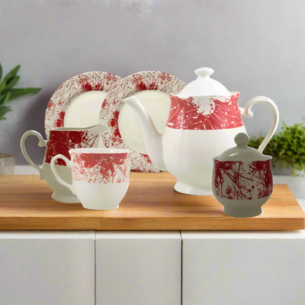 Splatters Pink Tea Set 24pcs