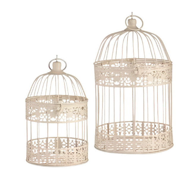 Square Cream Metal Cages Set of 2