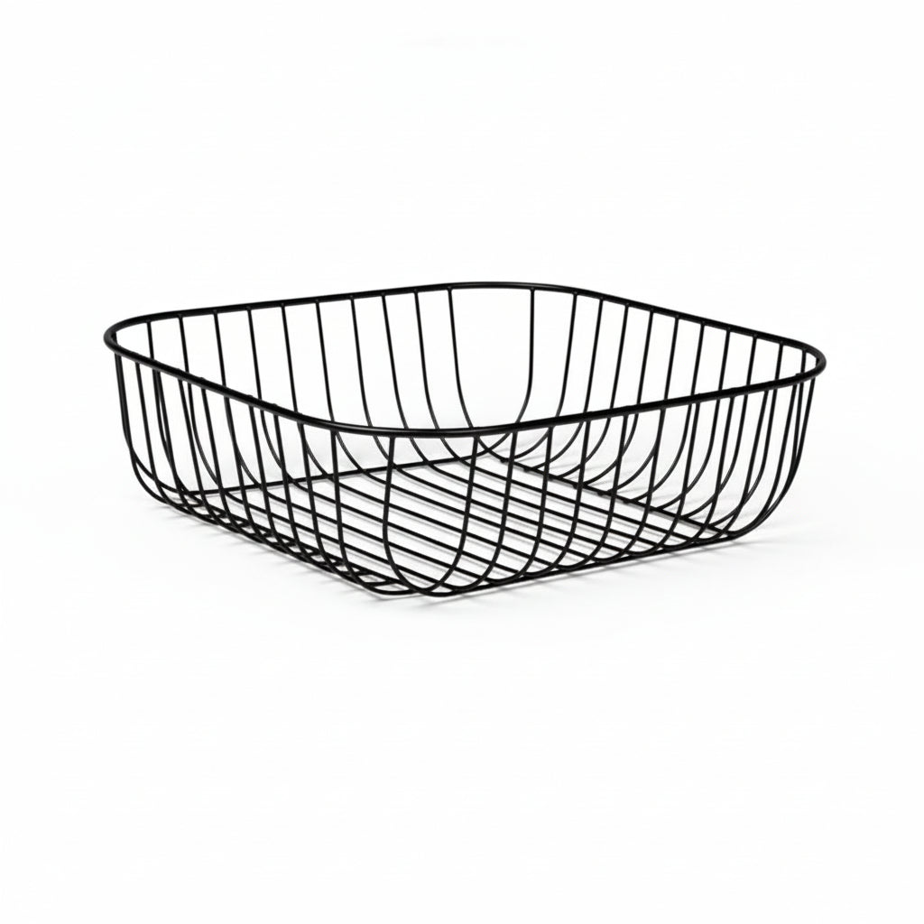 Square Fruit Bowl in Black Metal