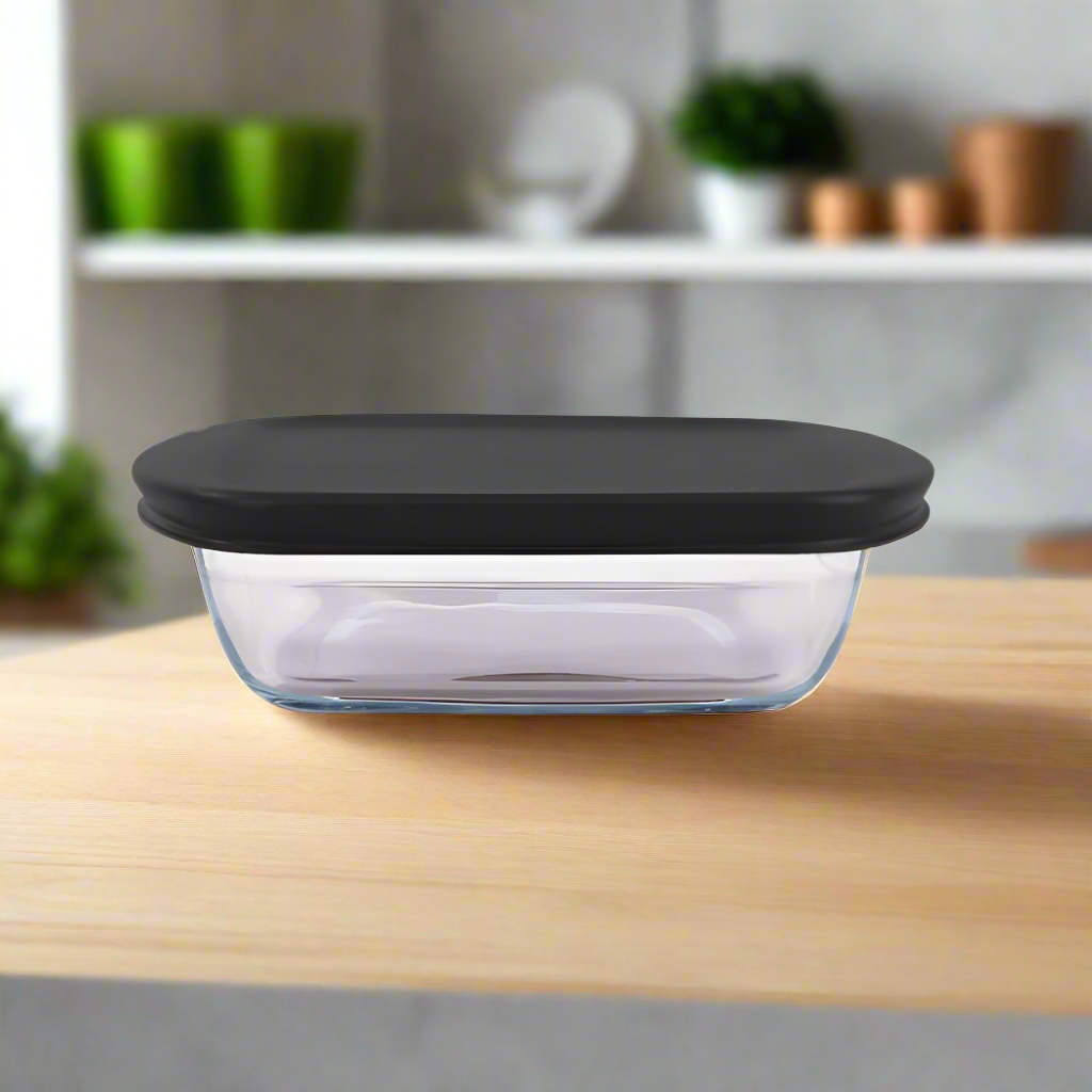 Square Storage Box Glass With Lid 1L