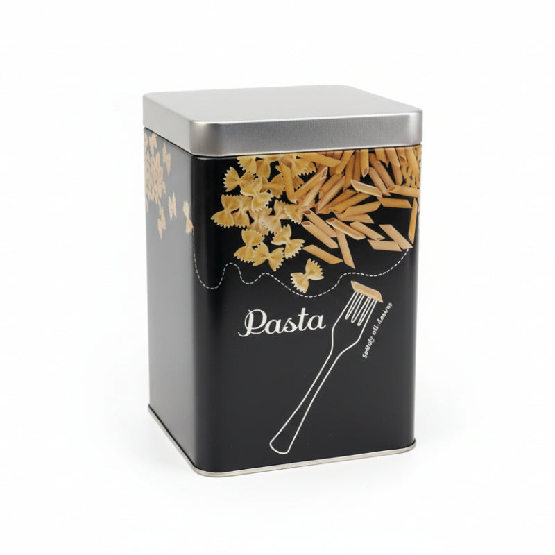 Square Tin Storage Jar Black