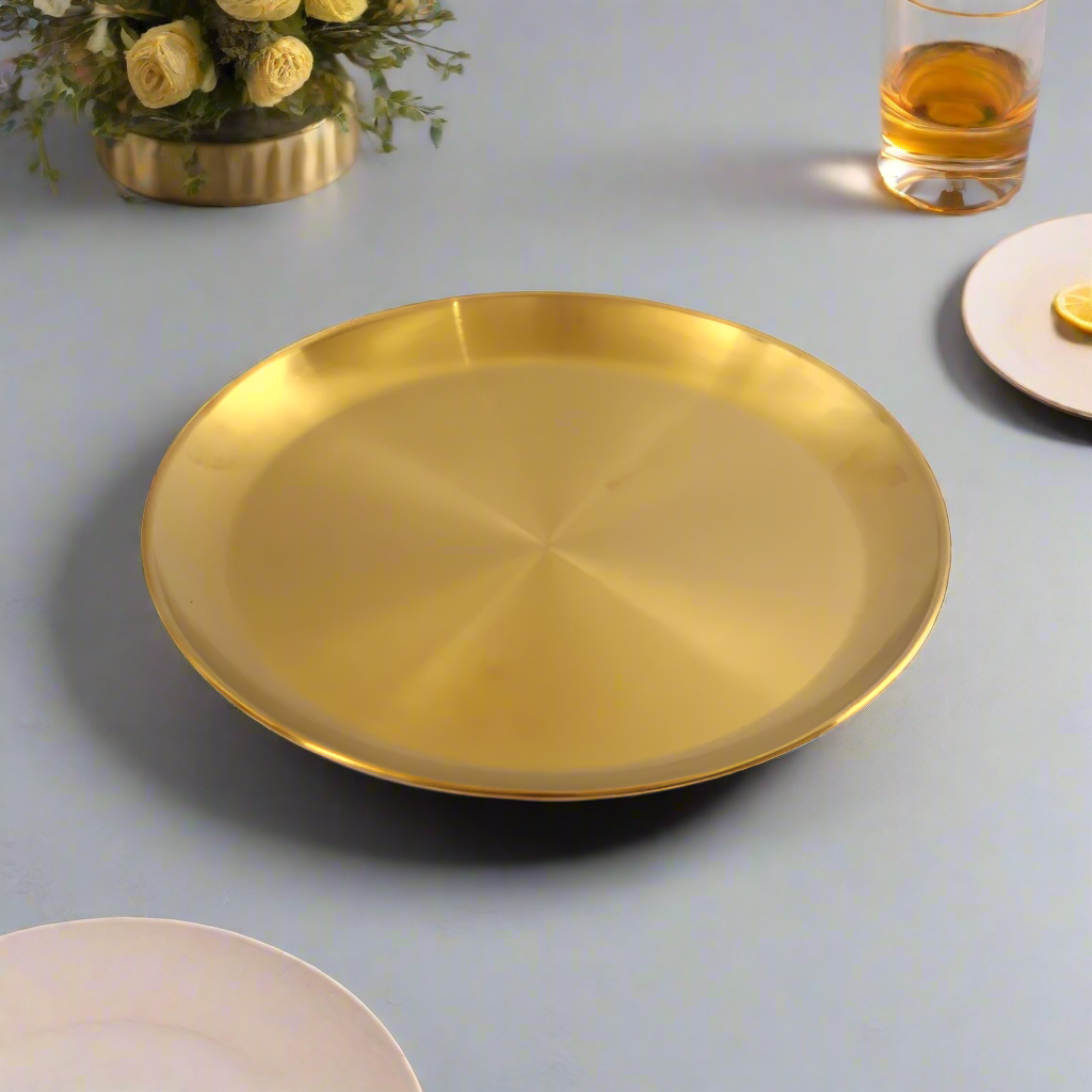 Steel Dinner Serving Plate Gold 22cm