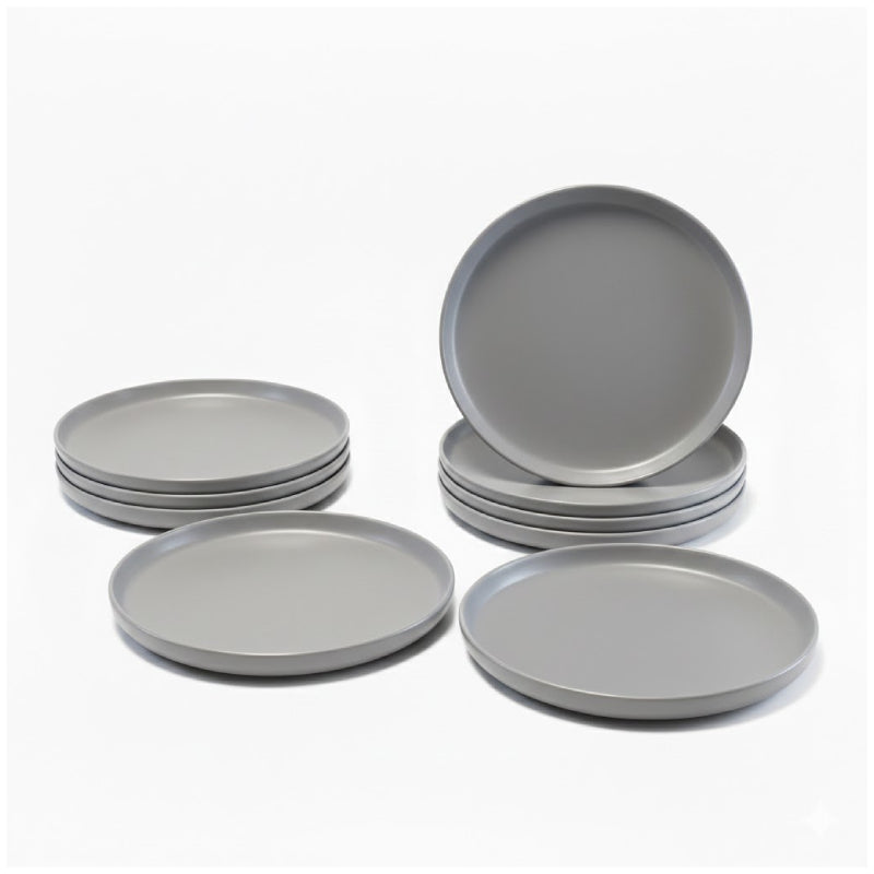 Stoneware Dessert Serving Plate Dark Grey 19cm (Set of 6)