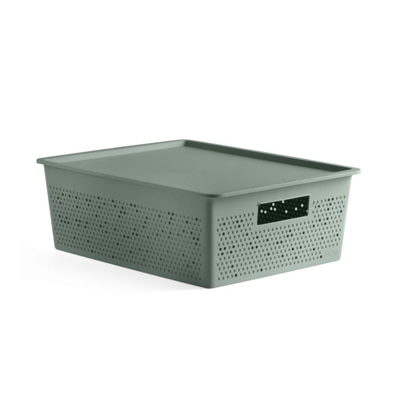 Storage Basket 12L With Lid Set Bohol Sage Green