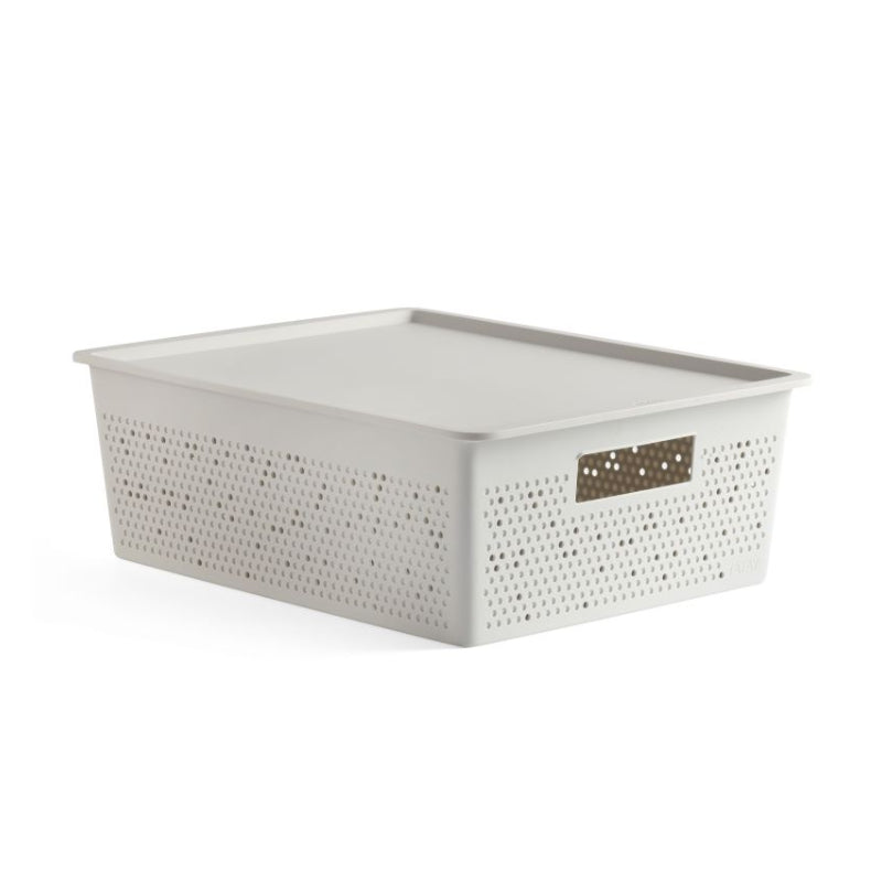 Storage Basket 12L With Lid Set Bohol Sky White