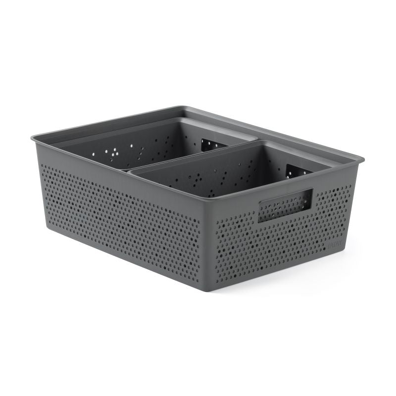 Storage Baskets 2x4l + 12L Bohol Anthracite Grey (Set of 3)