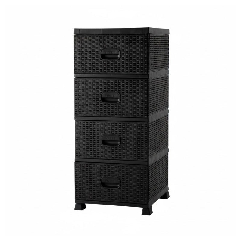 Storage Drawer Rattan Black