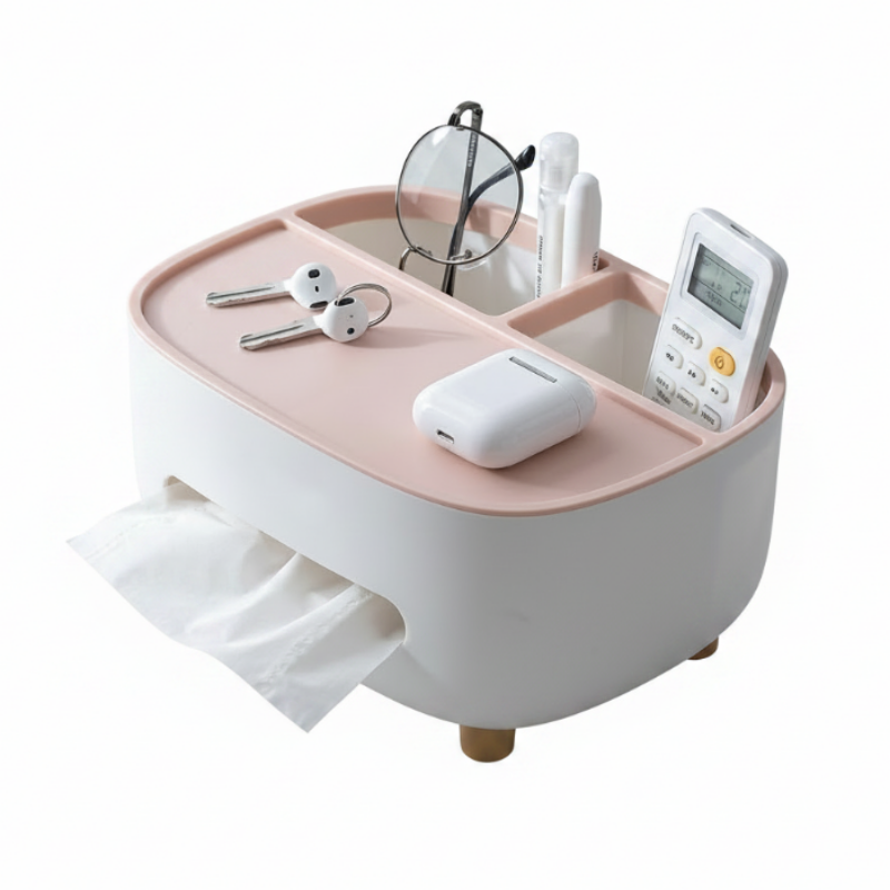 Tissue Box With Multifunctional Holder White/Pink