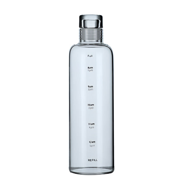 Transparent Grey Glass Water Bottle 500ml