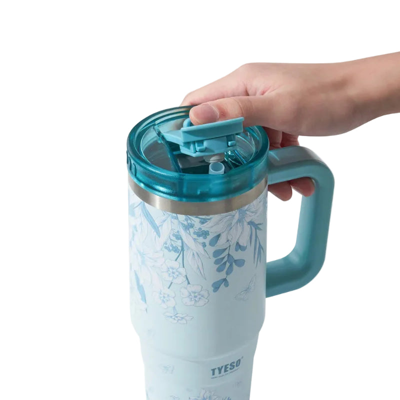 Tyeso Aura Travel Tumbler 900ml Floral Mist Blue