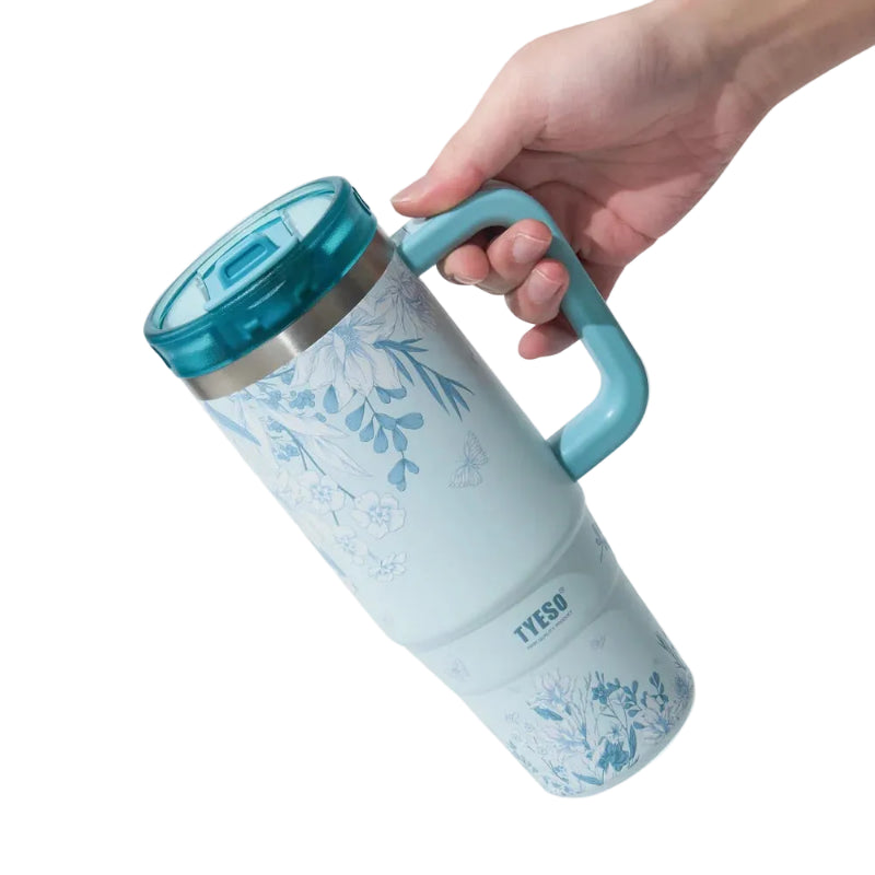 Tyeso Aura Travel Tumbler 900ml Floral Mist Blue